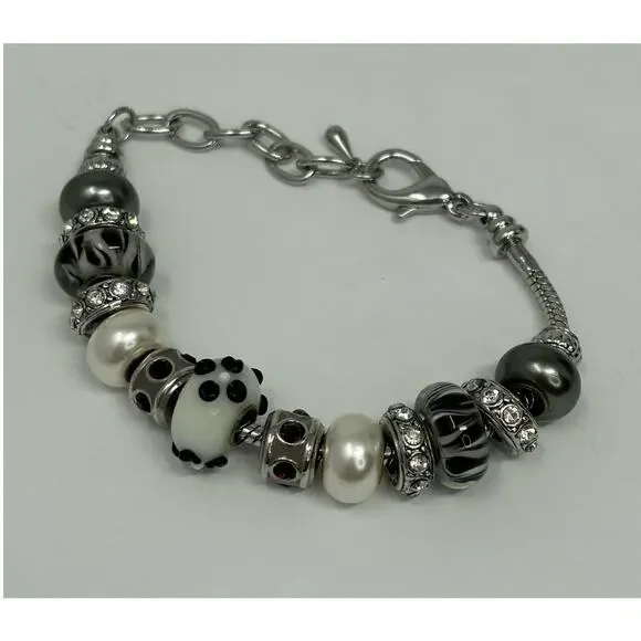 Lot 5 Jewelry Bracelets Costume Bella Perlina Gold Silver Tone Heart Shiny Beads - Picture 3 of 13